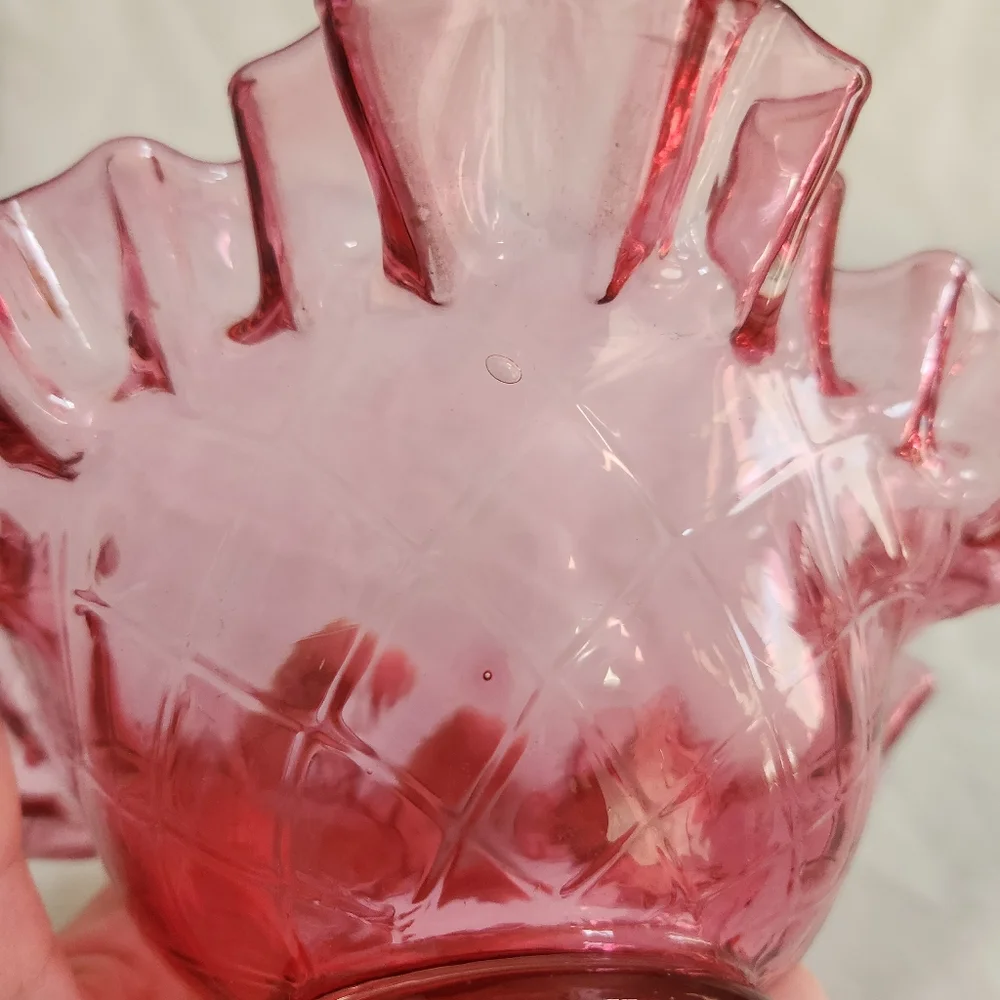 Fenton Cranberry Red Pink Optic Glass Bowl